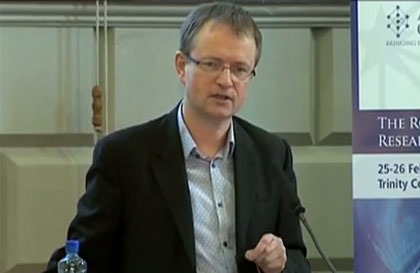Simon Hampton, Director of European Public Policy of Google, speaks at the European Intersectoral Summit on Research and Innovation
